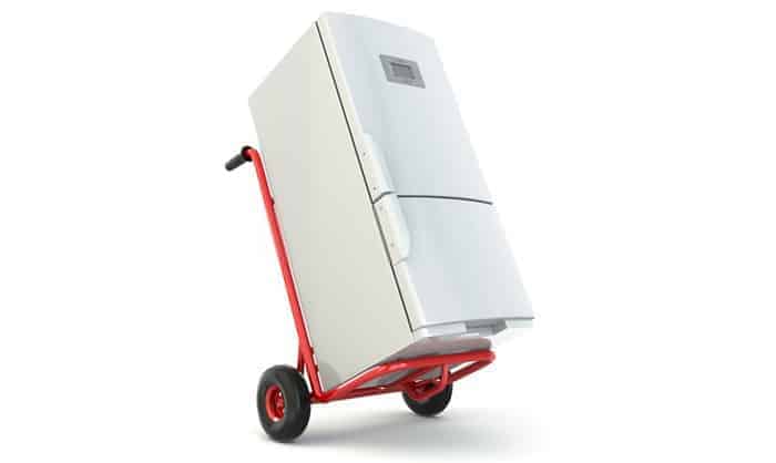 can a refrigerator travel on its side